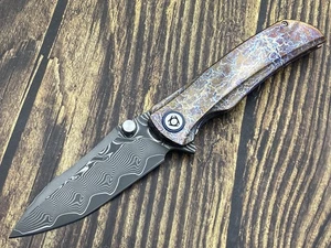 SixLeaf Folding Knife RWL34+VG10 Titanium Handle Outdoor Knife SL-86-Lightning - Picture 1 of 11