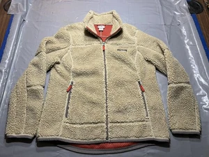 L.L.Bean Jacket Womens Large Tan Sherpa Fleece Full Zip High Pile Lined Pockets - Picture 1 of 9