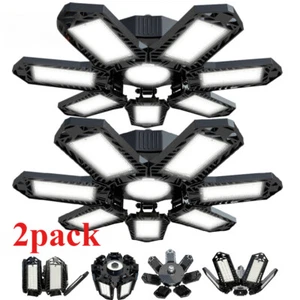 2 Pack Super Bright LED Garage Lights 120W Deformable Ceiling Shop Work Lamps - Picture 1 of 14