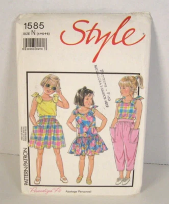 Simplicity Style 1585 Dress, Trousers, Skirt & Top Girls' 4+5+6 Pattern Cut - Image 1 of 2