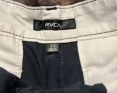 Pantalones Cortos RVCA Para Hombre Negros Talla 32 Chino Largo Clásico Foto 1 de 4