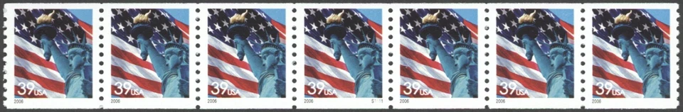 2006 US Scott #3979, 39c Flag & Statue of Liberty, PNC7 Plate#S1111 MNH - Image 1 of 1