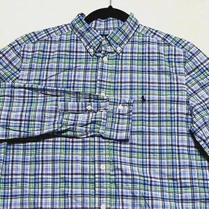 Polo Ralph Lauren Boys XL 18-20 Button Down Shirt Plaid Long Sleeve Stretch - Picture 1 of 7