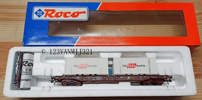 Roco 47003 wagon kangourou ÖBB T3 Taschenwagen * 2x RAIL CARGO AUSTRIA Container - Immagine 1 di 3