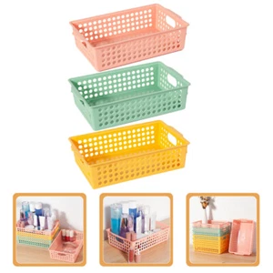 3 Stück Kunststoff Korb Schreibtisch Kleinigkeiten Aufbewahrung Eimer Obstkorb Schreibtisch Organizer - Bild 1 von 12