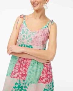 J. Crew Factory Tiered Maxi Cover Up Dress Pink Green Floral Swimwear Size S NWT - Picture 1 of 7
