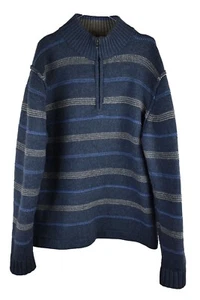 WHITE STUFF Blue High Neck Jumper size XL Mens 1/4 Zip Pullover Knitwear Casual - Picture 1 of 8