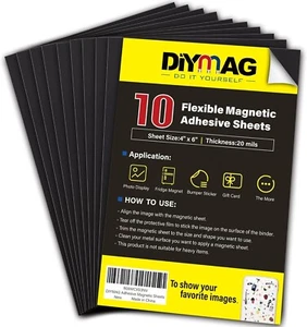 Magnetic Adhesive Sheets, |4" x 6"|, 10 Pack Cuttable, Flexible magnet sheets - Picture 1 of 7