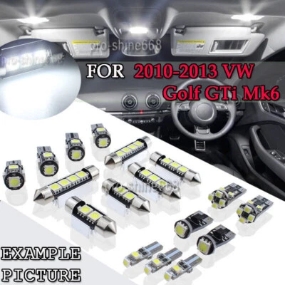 13x Xenon White LED Interior Light For 2010 - 2013 Volkswagen VW Golf GTi Mk6 PQ - Image 1 of 4