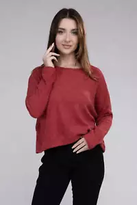 Maglione girocollo Zenana cropped manica lunga in 5 colori nuovo con etichetta - Foto 1 di 31