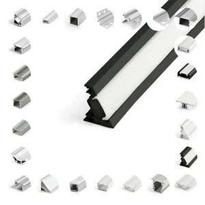 Led Profil Alu Schiene Leiste mit Abdeckung für LED-Streifen Leucht ab 1 m - Bild 1 von 57