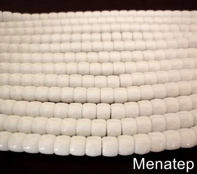 PRECIOSA 25 7 x 9 mm Czech Glass Druk Roller Beads: Chalk White