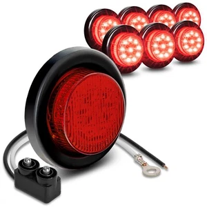 8pc 2 Inch DOT Round Red LED Trailer Sider Marker Lights with Grommet for Truck - Picture 1 of 8