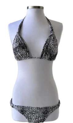 Vix Black and White Floral Print Bia Tube Bikini Set Size Large - Image 1 of 4