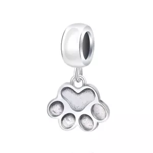 PAW Druck. Hund/Katze. Massiv 925 Sterlingsilber Hänger Europäischer Charm Perle/Anhänger - Bild 1 von 3