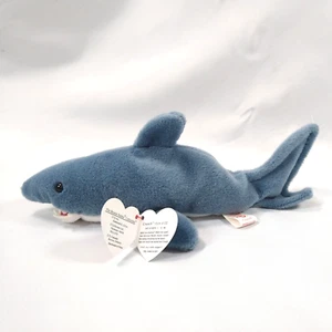 Crunch the Shark TY Beanie Baby d.o.b. 1-13-96 ~ 4th Gen / 5th Gen P.V.C Pellets - Picture 1 of 12