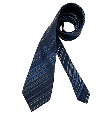 CELINE XL Navy Striped Silk LUXURY Tie ITALY - Image 1 of 4