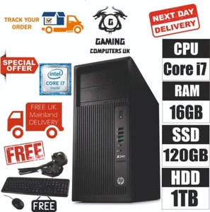 HP Z240 WORKSTATION i7-6700 16GB Ram 120GB SSD + 1 TB HDD Win10 FREE KEYBOARD - Picture 1 of 3