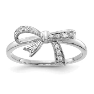 14k White Gold 0.05Ct Diamond Bow Ring Special Gift For Women 1.85g Size 7 - Picture 1 of 3