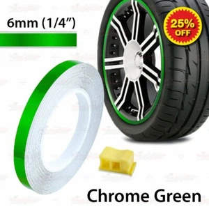 6mm 1/4" Zierstreifen Alufelgen AUFKLEBER Dekorstreifen METALLISCH CHROM GRÜN - Bild 1 von 11