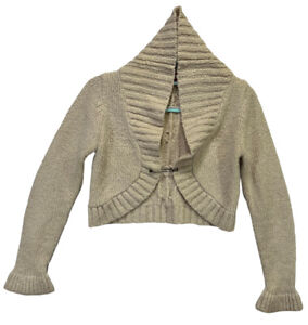 Mossimo Sweater Women’s Small Knit Wool Open Cardigan Bolero Cowl Neck Tan
