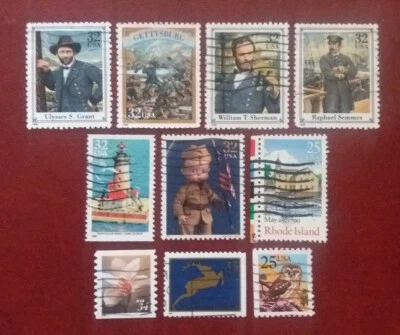US 1988-1999 Postally Used Selection Civil War Owl Lighthouses etc F-XF 1950 - Image 1 of 2