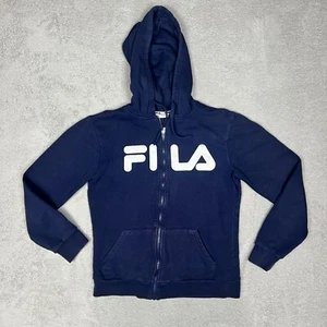 Fila Activewear Hoodie Jacket Women Size 8 Full Zip Hooded Long Sleeve Dark Blu - Picture 1 of 5