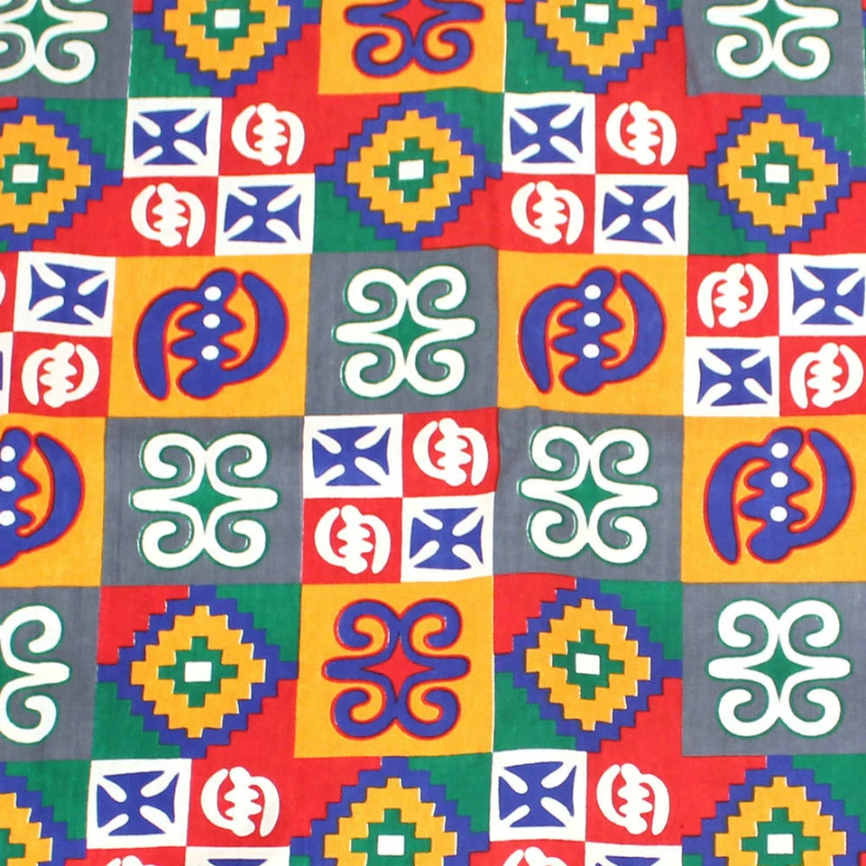 African Adinkra Print Fabric 1 yard - Image 1 of 1