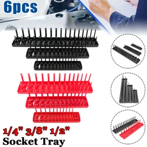 6 Piezas Organizador de Enchufes Bandeja Estante Soporte de Almacenamiento Herramienta Métrica SAE 1/4" 3/8" 1/2" - Imagen 1 de 13
