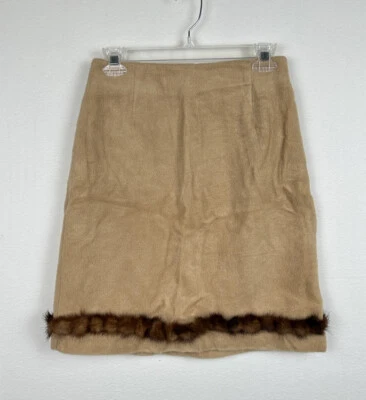 VTG Skirtin Around Canaan Wool Skirt Mini Size 4 Flannel Genuine Mink Rosettes - Image 1 of 4