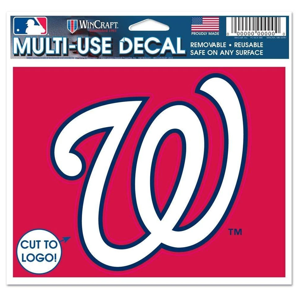 Washington Nationals 5" x 6" Die Cut Multi Use Decal Cling - Truck Car Window - Image 1 of 1