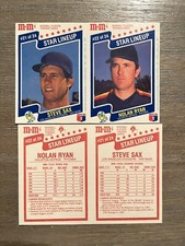 Steve Sax  / Nolan Ryan 1987 M&M's Star Lineup 2-Card Panel #21 & #22 Ex-NRMT