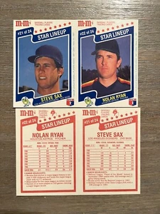 Steve Sax / Nolan Ryan 1987 M&M's Star Lineup 2-Card Panel #21 & #22 Ex-NRMT - Bild 1 von 1