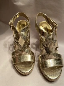 Michael Kors Women’s Gold Strappy Espadrille Sandals Size 5.5 M - Picture 1 of 4