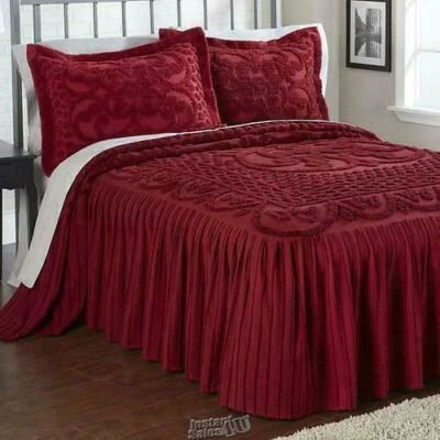 Better Trends Chloe Chenille Bedspread Burgundy Full Bed Cotton Blanket