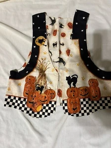 Halloween Witch Reversible Vest Punch It Broomzelda" Scarecrow Pumpkin Black Cat - Picture 1 of 6