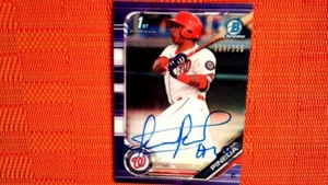 2019 Bowman Chrome Israel Pineda Auto 1st RC /250 Purple Washington Nationals - Picture 1 of 2