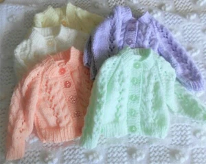 Hand Knitted Baby cardigan, choose colour, 0-3 months, - Picture 1 of 12
