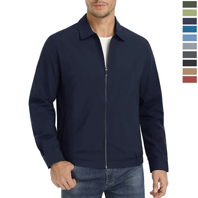 Men's Lightweight Windbreaker Spring Fall Thin Bomber Jacket Casaul Work Coats - Image 1 of 4