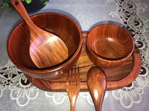 Wooden Bowls Salads and Rice Set- Dinner Serving set - Picture 1 of 4