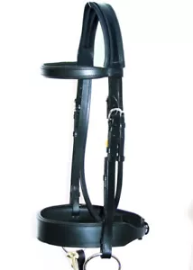 Brida de cuero inglés FSS Trabajador Cazador Espectáculo Monocroona Acolchado Caza Plana 2" Nariz - Imagen 1 de 4