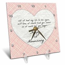 3dRose 1st Anniversary love you with faux paper-like background and design 6x6 D