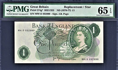 Great Britain 1 Pound 1970-77 STAR / REPLACEMENT MW15 P-374g* GEM UNC PMG 65 EPQ - Image 1 of 2