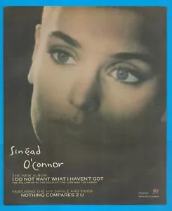 SINEAD O'CONNOR promo vintage STAMPA ANNUNCIO del 1990 Niente paragona 2 U musica - Foto 1 di 1