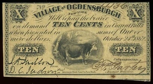 Ogdensburgh, NY - Village of Ogdensburgh, NY 10 ¢ 24 ottobre 1862 molto buono-bene - Foto 1 di 2