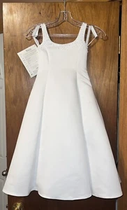 Wedding Flower Girl White Sleeveless Button Back Sequins First Communion Size 2 - Picture 1 of 12