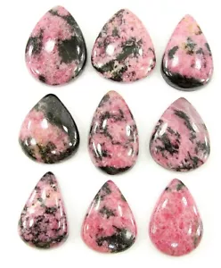223.80 Ct Natural Pink Rhodonite Loose 22-26 mm Gemstone Cab 9 Pcs Lot - 2116 - Picture 1 of 2