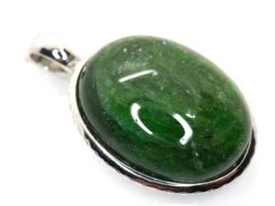 GOLDJUNGE69 * SOGNI D`ORO EDELSTEIN CLIP ANHÄNGER CHROMDIOPSID OVAL 925er SILBER - Bild 1 von 4