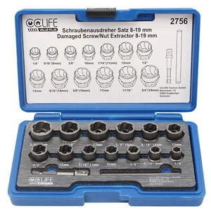 15tlg Kraft Schraubenausdreher Nuss Stecknuss Ausdreher Linkausdreher 8-19mm - Bild 1 von 8
