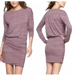 NWT Athleta Maude Weathered Avenues Soft Stretch Heathered Ruched Dress Medium - Picture 1 of 10